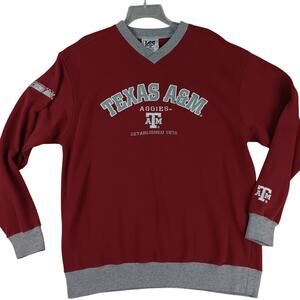 Vintage‎ Lee Sport Sweatshirt Mens Large Maroon Texas A&M Aggies V-Neck Ribbed